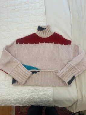 Zara Women’s Pink Colorblock Turtleneck Sweater